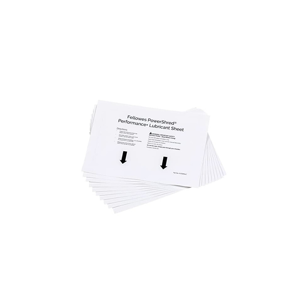 Fellowes 10 Paper Shredder Oil Lubricant Sheets â Powershred Performance+ Easy to Use Shredder Oil Sheet, White