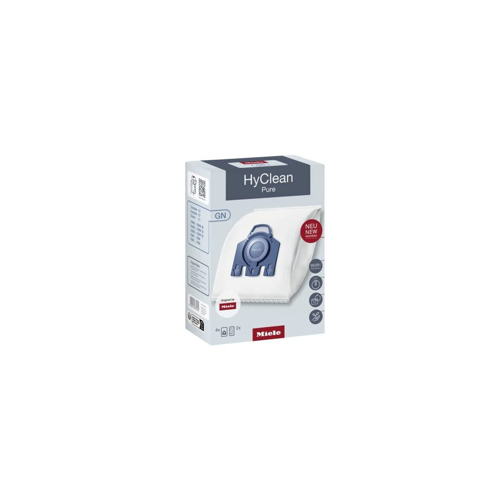 Miele 12281680 Hyclean 3D Efficiency Gn Vacuum Cleaner Bags For Bagged Vacuum Cleaners, Pack Of 4
