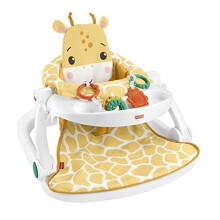 Fisher-Price Portable Baby Chair with Snack Tray, BPA-Free Teether and Clacker Toy, Plush Giraffe Seat Pad, Sit-Me-Up Floor Seat, HPJ16