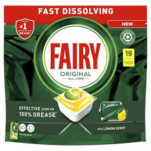 Fairy Original All-In-1 Dishwasher Tablets Lemon, 95 Tablets (5x19), Effective Even On Dried-On Grease