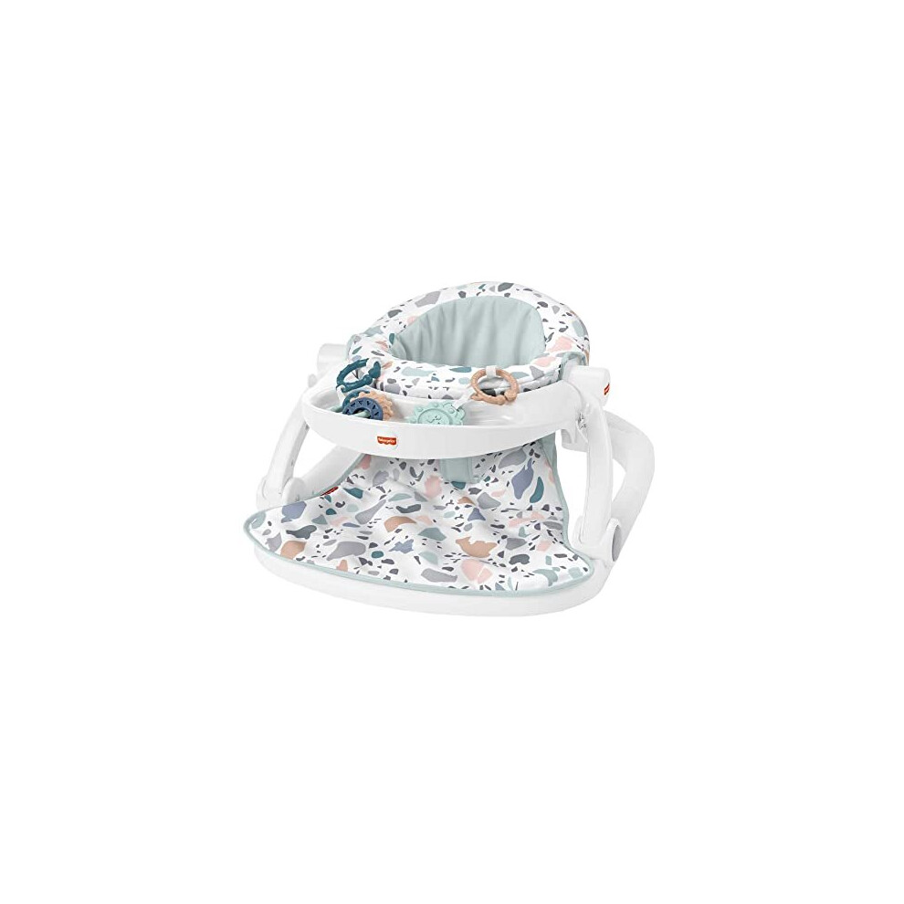 âFisher-Price Portable Baby Chair with Tray and 2 Baby Toys, Sit-Me-Up Floor Seat, Pacific Pebble, HPF45