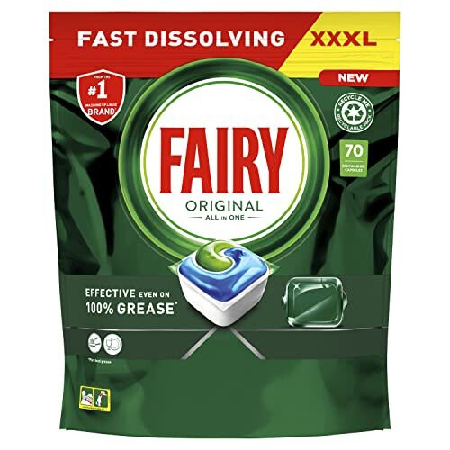 Fairy Fairy All-In-1 Dishwasher Tablets Bulk, 70 Tablets, Original, Effective Even On Dried-On Grease
