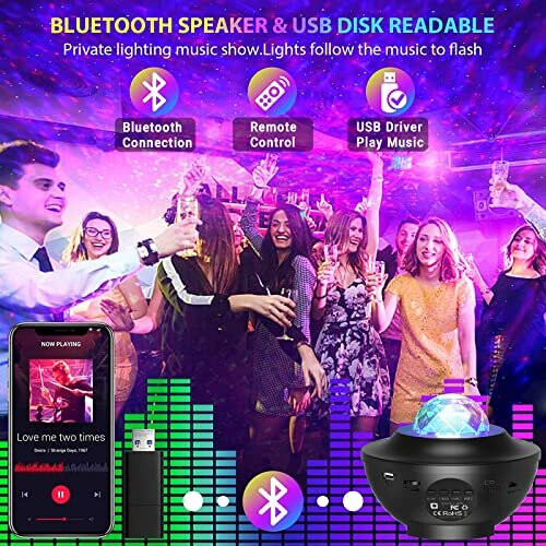 DENGBABA Galaxy Projector, Star Light Ocean Wave Night Light Projector with Remote Control Timer Music USB Bluetooth Speaker Starry Sky Colo 2