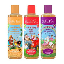 Childs Farm, Kids Hair and Body Wash Multipack Bundle, 3 x 250ml, Watermelon and Pineapple, Organic Sweet Orange and Blackberry and Organic