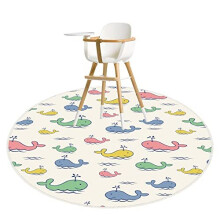 Round Splat Mat for Under High Chair, 51" Waterproof Washable Anti Slip Splash Mat for Art, Crafts,Playtime on Floor or Table, Eating Mess M