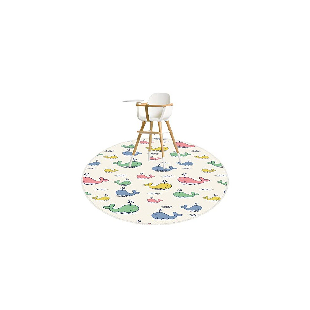 Round Splat Mat For Under High Chair, 51" Waterproof Washable Anti Slip Splash Mat For Art, Crafts,Playtime On Floor Or Table, Eating Mess M Bolaazul