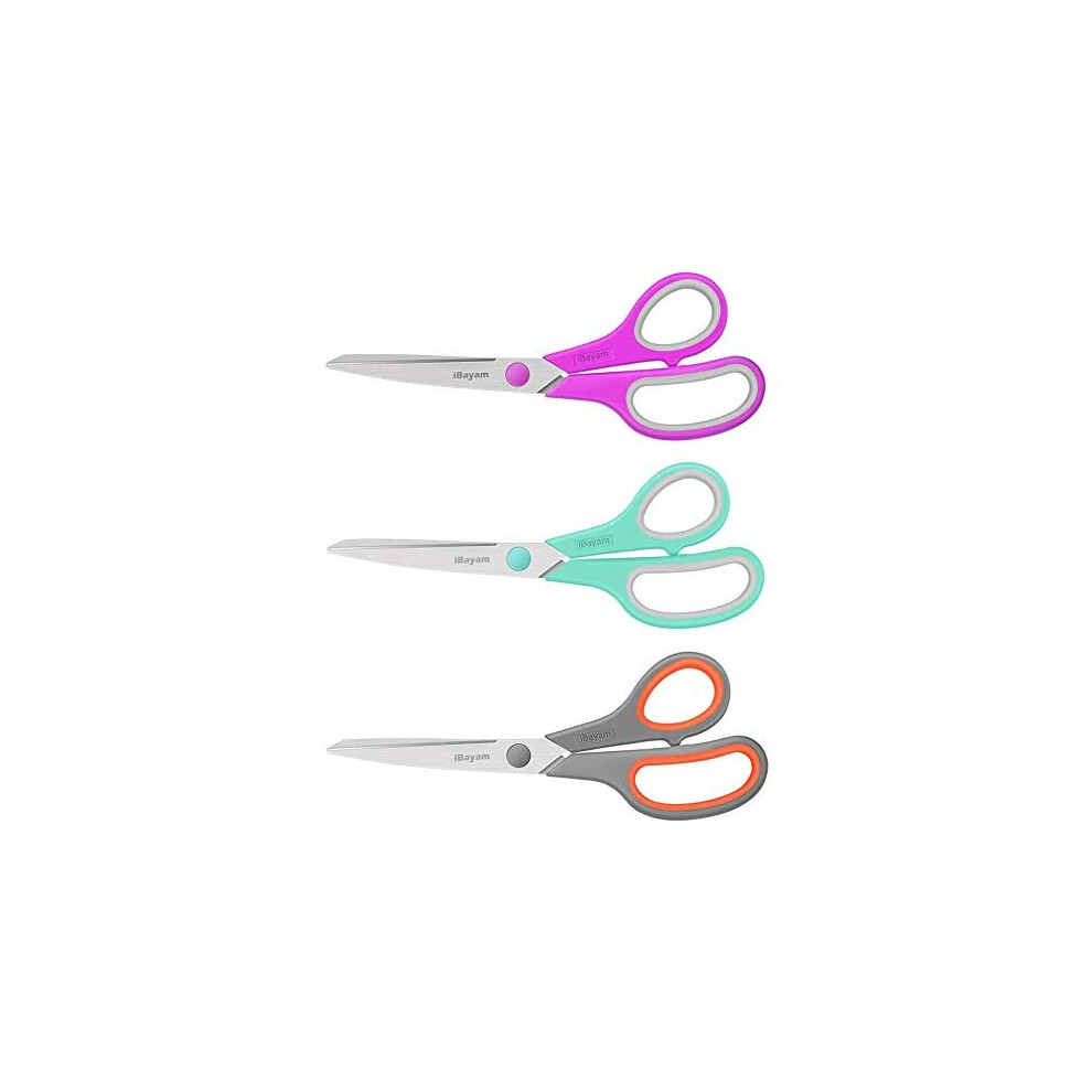 Scissors, 8" Titanium Bonded Scissors 3 Pack, Multipurpose Scissors With Ultra Sharp Blades, Comfort-Grip Handles, Sturdy And Sharp For Scho 5061240491558