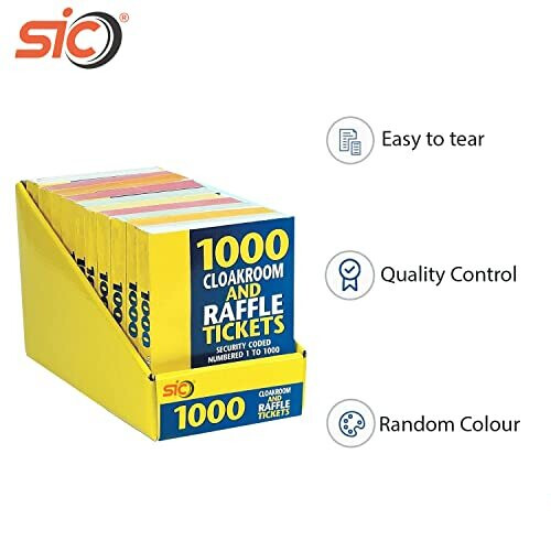 SIC Â 5 x Cloakroom/Raffle Tickets, Numbered 1-1000 with Security Numbering 1