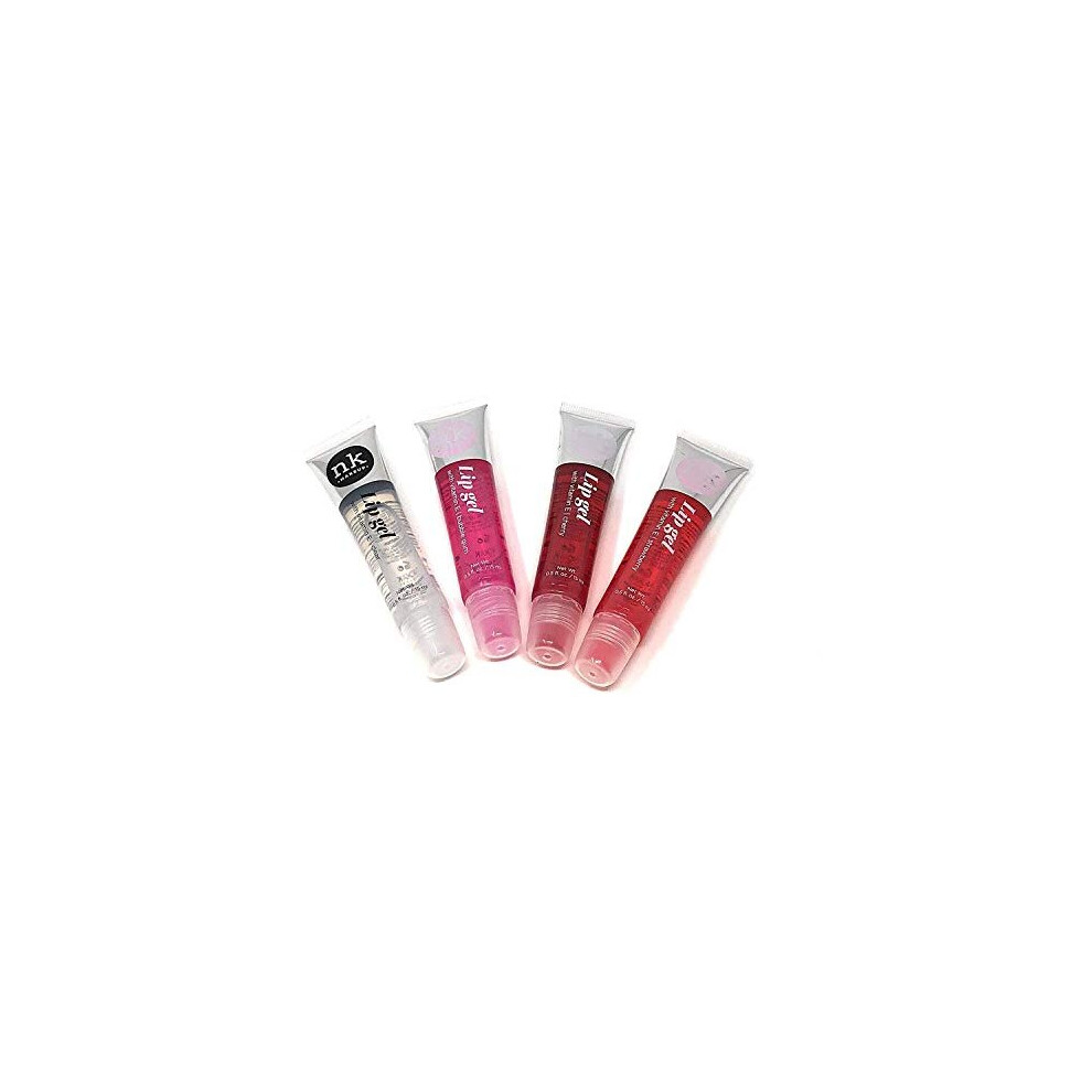 Protohemp Red,Clear Nicka K Lip Gel (Clear, Strawberry, Cherry, Bubble Gum) 4 Pcs