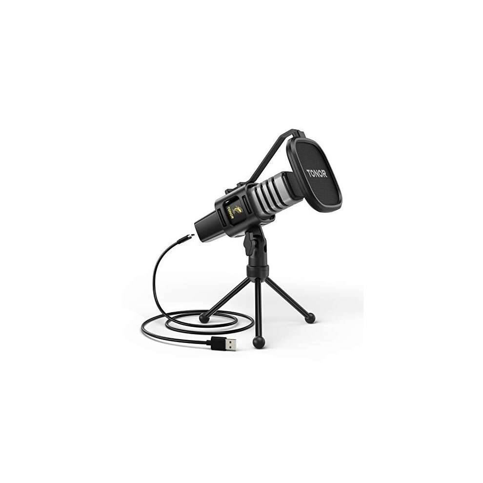 TONOR USB Microphone, Cardioid Condenser Computer PC Mic with Tripod Stand, Pop Filter, Shock Mount for Gaming, Streaming, Podcasting, YouTu