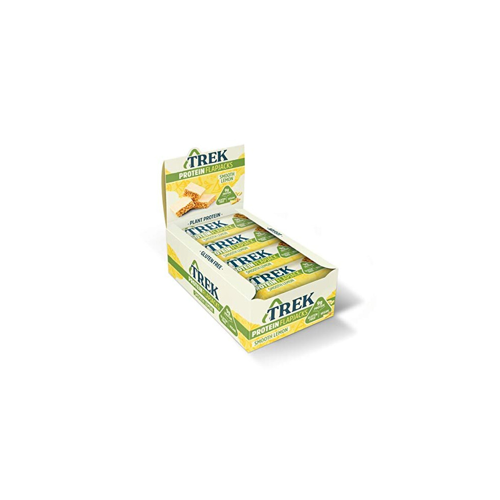 TREK High Protein Flapjack Smooth Lemon - Gluten Free - Plant Based - Vegan Snack - 50g x 16 bars