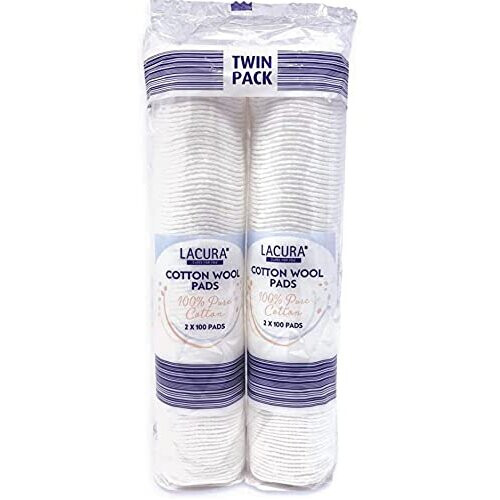 ALDI Lacura Pure Cotton Wool Pads 2 x 100 Twin Pack NonFleecing No