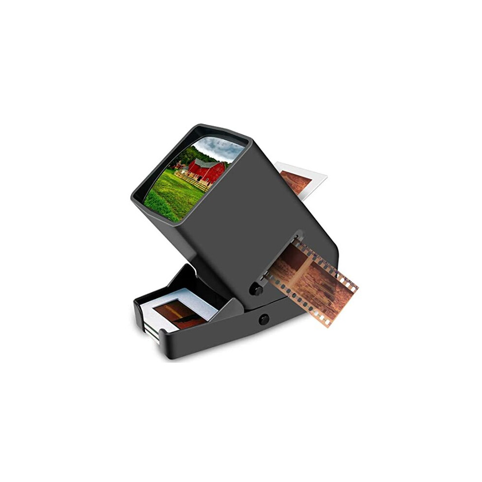Rybozen 35mm Slide Viewer, 3X Magnification and Desk Top LED Lighted Illuminated Viewing and Battery Operation-for 35mm Slides & Positive Fi