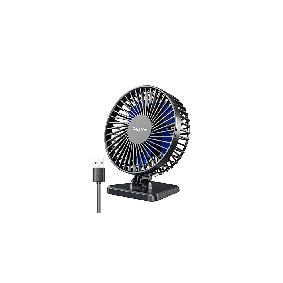 Gaiatop USB Desk Fan, Small But Powerful, Portable Quiet 3 Speeds Wind Desktop Personal Fan, Adjustment Mini Fan for Better Cooling, Home Of