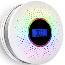 Combination Carbon Monoxide Alarm Detector & Smoke Alarm, Replaceable Battery Operated Alarm Detector with Digital Display and Voice Alarm,F