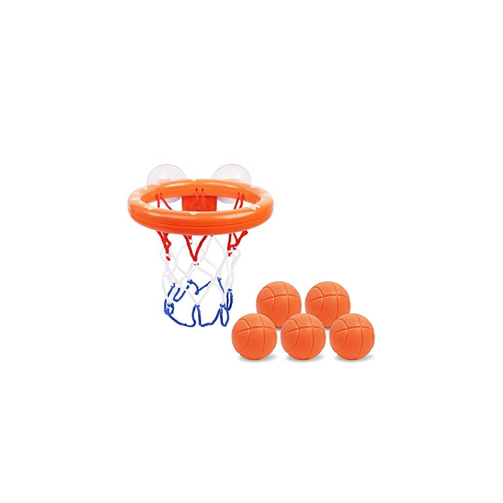 Vicloon Baby Bath Toys, Bath Basketball Hoop for Baby, Bath Toy Fun Basketball Hoop & Balls Set 5 Balls Included, Bath Toys Bathtub Basketba