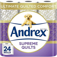 Andrex Supreme Quilts Quilted Toilet Paper - Toilet Roll Pack - 25% Thicker Than Before to Provide Ultimate Quilted Comfort with Unique Air