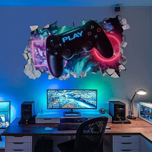 KAIRNE 3D Gaming Wall Sticker for Boys Bedrooms Walls,Xbox Gamer Wall Art Decal,Minecraft PS4 Playstation Wall Decor for Game Room,Video Gam