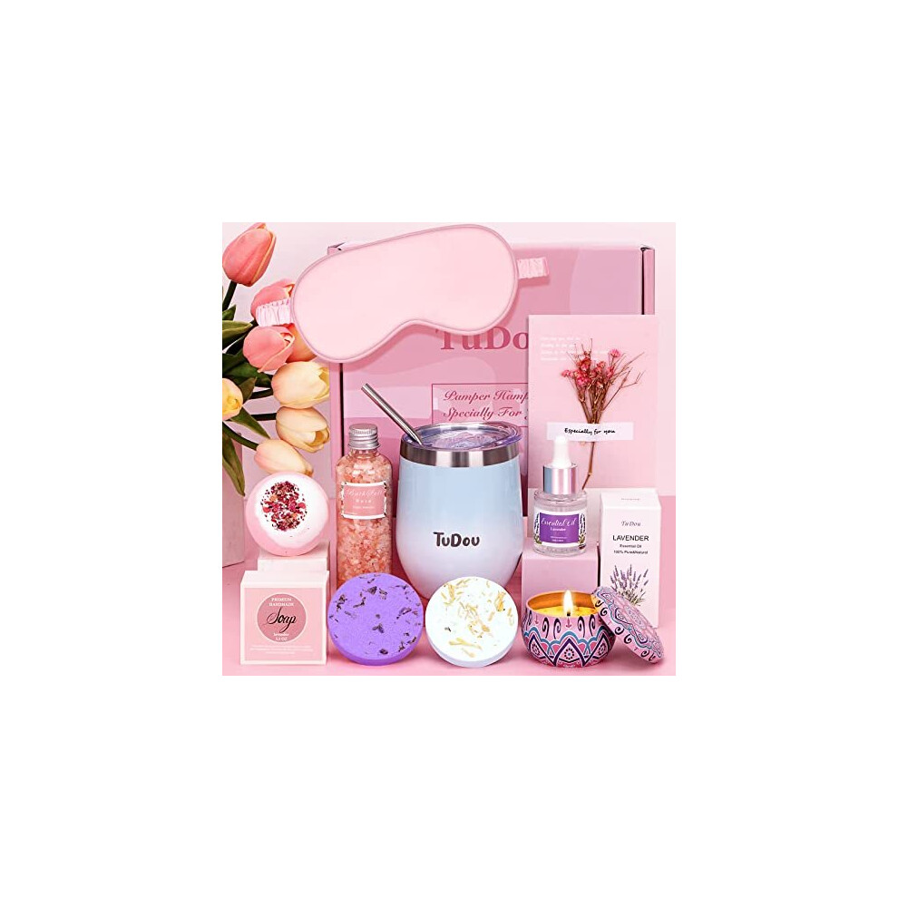 Tudou Birthday Pamper Gifts For Women, Unique Self Care Package Relaxation Spa Bath Set For Her, Wellbeing Get Well Soon Gifts For Women, Ladies P