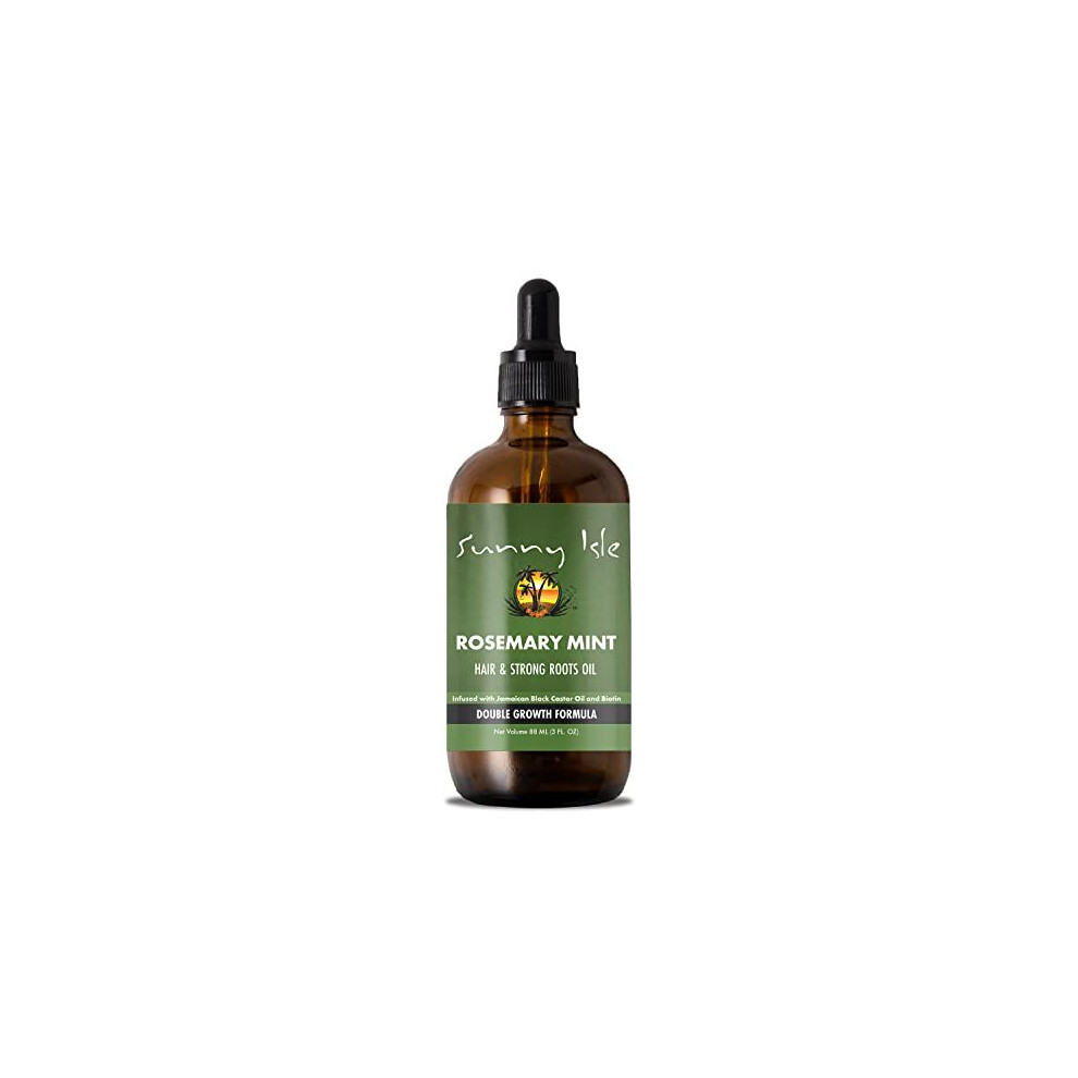 Sunny Isle Rosemary Mint Hair and Strong Roots Oil 3oz, Infused with Biotin & Jamaican Black Castor Oil to Strengthen and Nourish Hair Folli