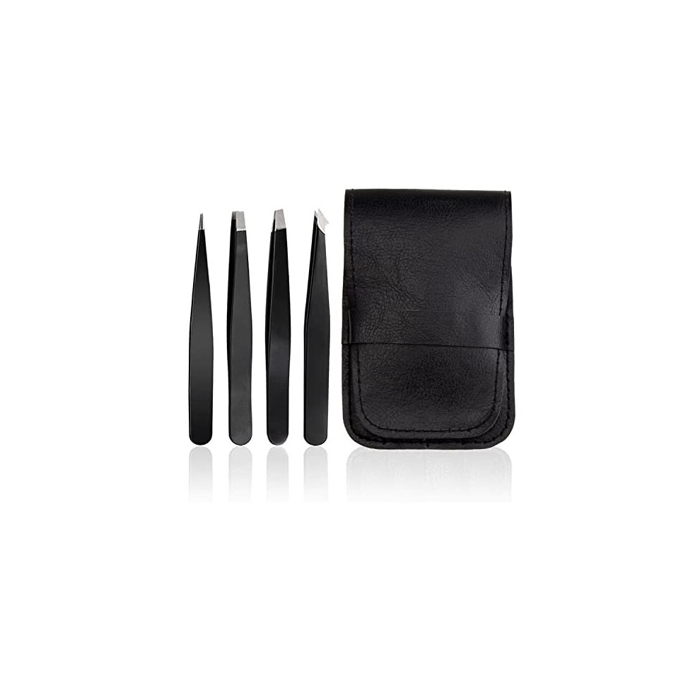 Stadux Professional Eyebrow Tweezers For Facial Hair Women, 4Pcs Tweezers Set For Men & Women, Precision Tweezers For Grooming Facial Hair,