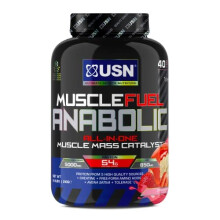 USN Muscle Fuel Anabolic Strawberry All-in-one Protein Powder Shake (2kg): Workout-Boosting, Anabolic Protein Powder for Muscle Gain - New I