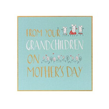 UK Greetings Mother's Day Card from The Grandchildren With Envelope - Cute Mice Design, Blue & Gold