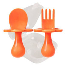 Grabease Baby and Toddler Self-Feeding Utensils â Spoon and Fork Set for Baby-Led Weaning â Made of Non-Toxic Plastic â Featuring Prot