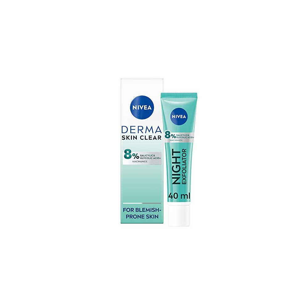 NIVEA Derma Skin Clear Chemical Exfoliator (40ml), Liquid Exfoliator Made with 8% Salicylic Acid, Glycolic Acid, and Niacinamide, to Visibly