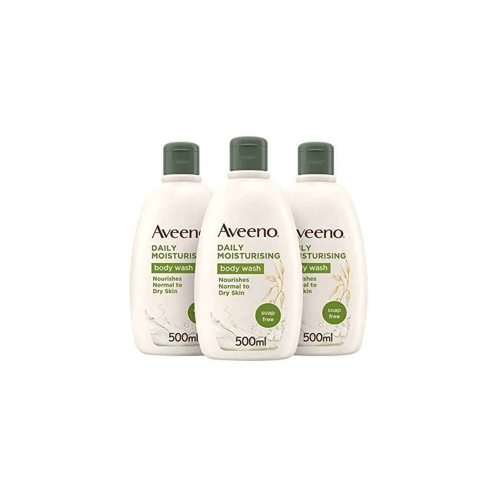 Aveeno Daily Moisturising Body Wash Bundle, 3 x 500 ml, Brown