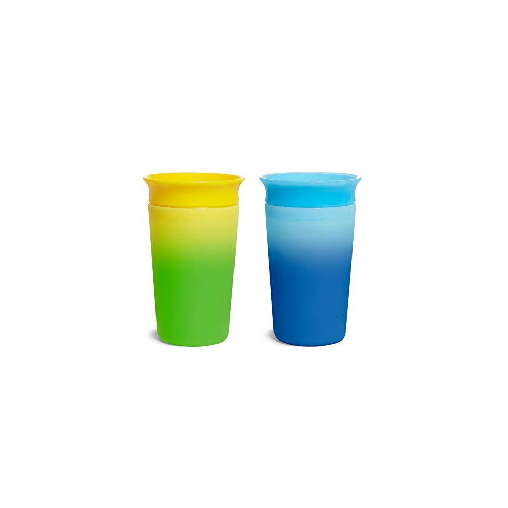 Munchkin MiracleÃ 360Ã Colour Changing Sippy Cup, 12 Months +, 9 oz/ 266Ml, 2 Pack, Blue & Yellow