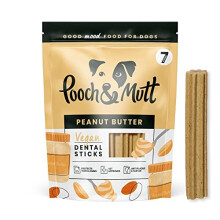 Dental Sticks by Pooch & Mutt – Peanut Butter Flavour, 251g – Grain-Free, Vet-Approved Plant-Based Dental Chews for All Breeds