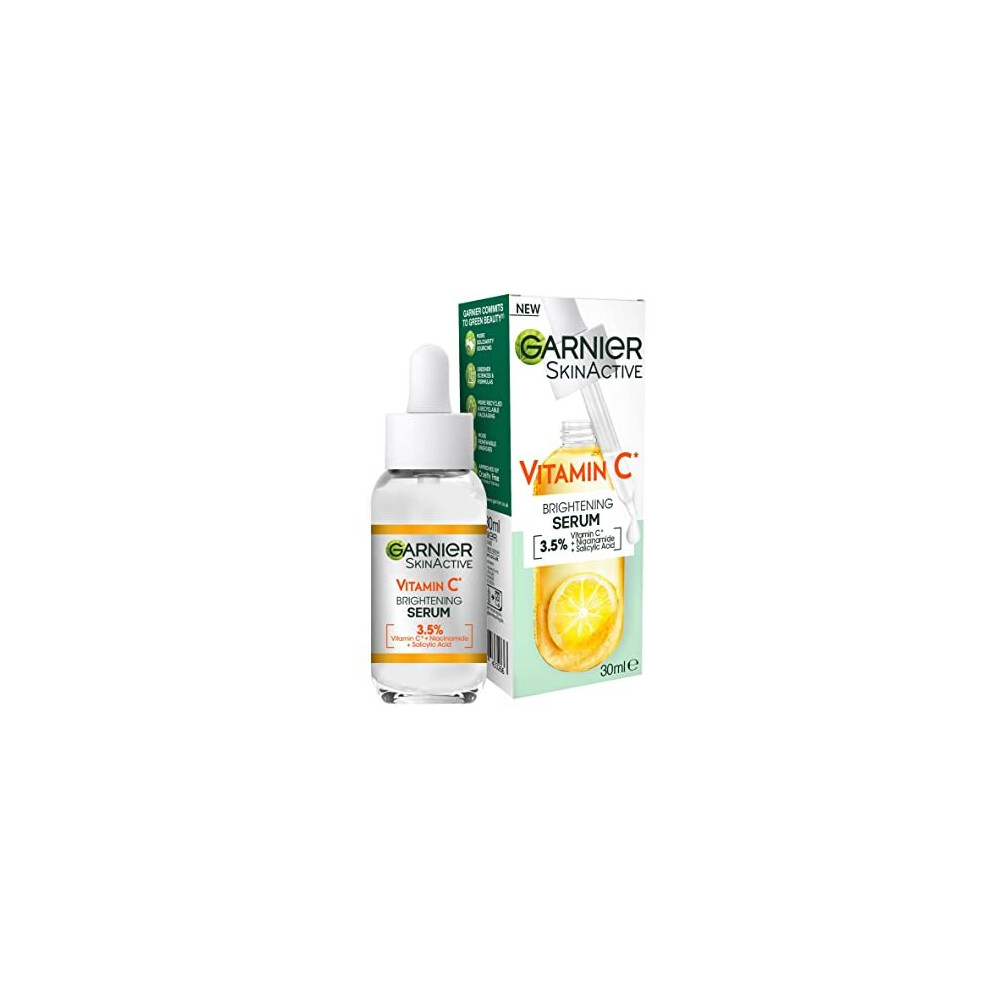 Garnier Vitamin C Serum for Face, Anti-Dark Spots & Brightening Serum, 3.5% Vitamin C, Niacinamide, Salicylic Acid & Lemon Extract, Brighten