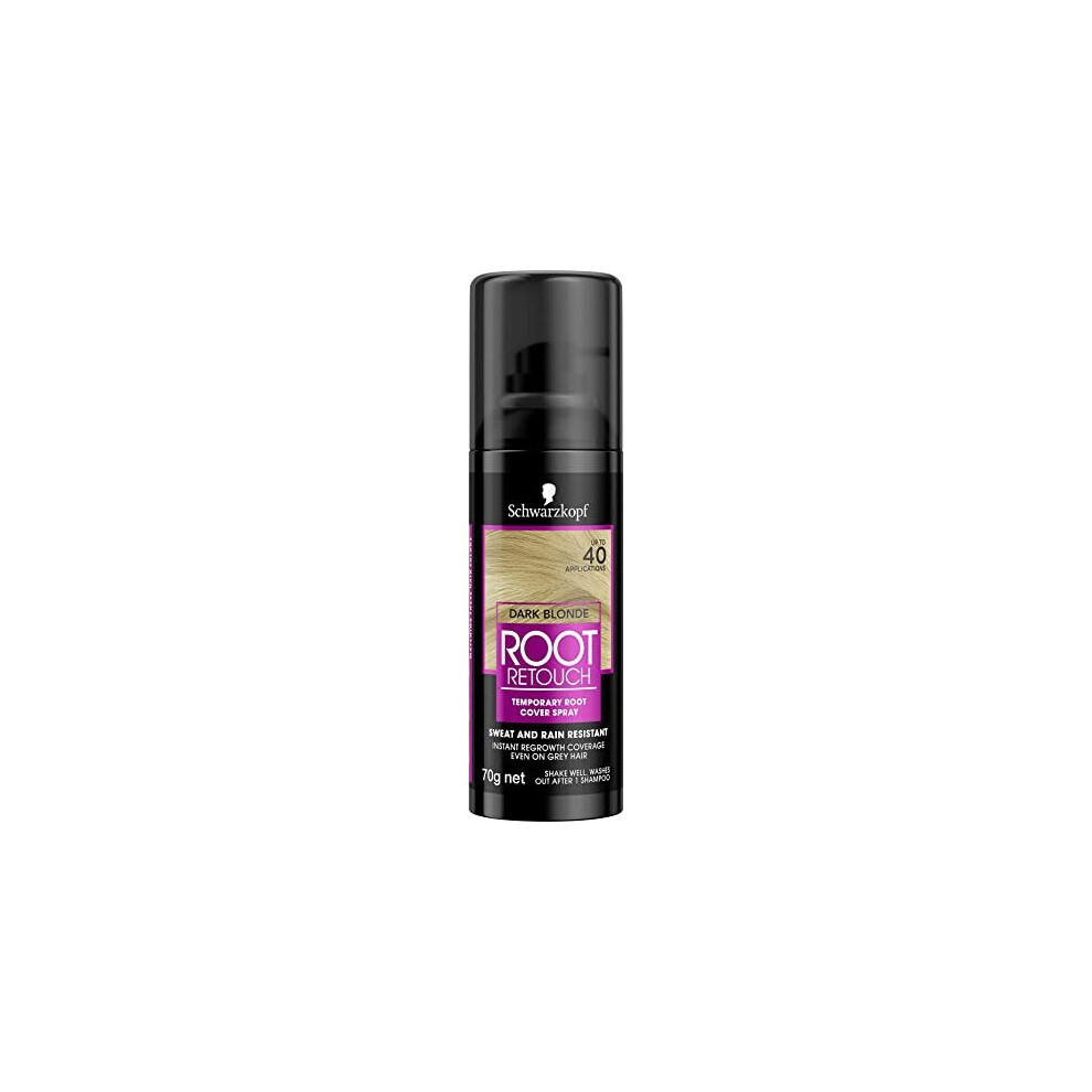 Schwarzkopf Root Retouch, Vegan, Temporary Dye Instant Blonde Hair Root Concealer, Grey Coverage, 40 Applications, 1 Wash, Dark Blonde, 120m
