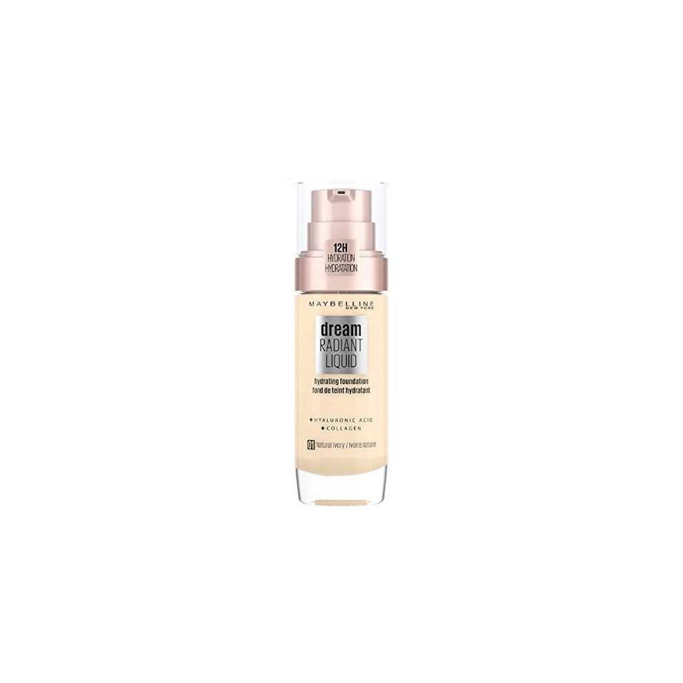Maybelline Foundation, Dream Radiant Liquid Hydrating Foundation with Hyaluronic Acid and Collagen - Lightweight, Medium Coverage Up to 12 H