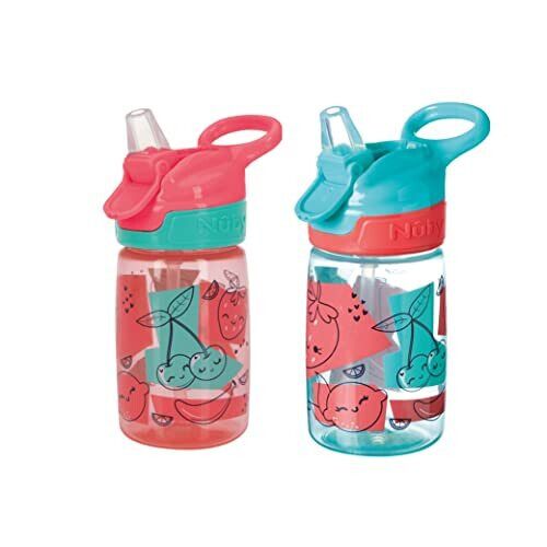 Nuby 2er Set Trinkflaschen - NUBY - Incredible Gulp - 360 ml - Erdbeeren