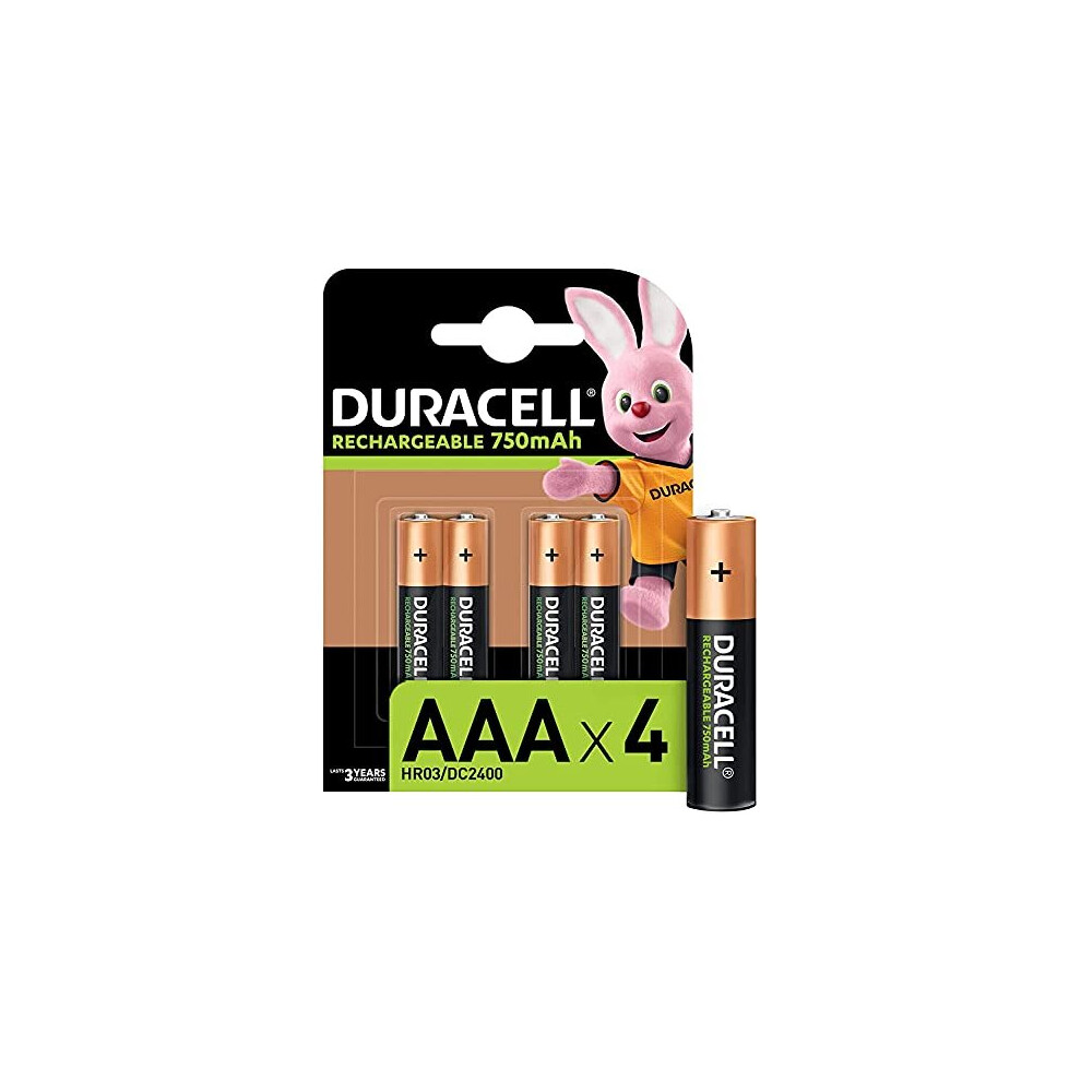 Duracell Battery Rechargeable Accu NiMH 750mAh AAA Ref 81364750 [Pack 4]