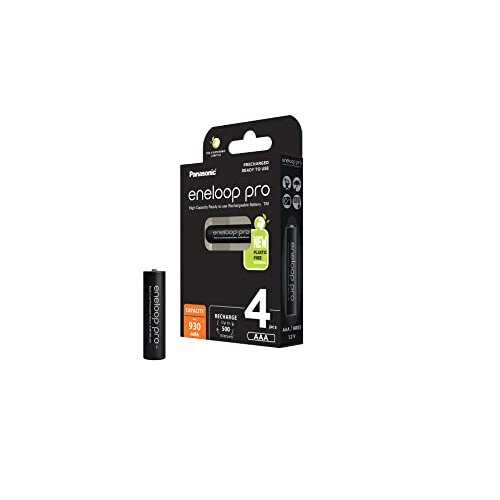 Panasonic eneloop pro ready-to use Ni-MH battery, AAA/Micro, 4-pack, min. 930 mAh, 500-charge cycle life, very high power performance & low