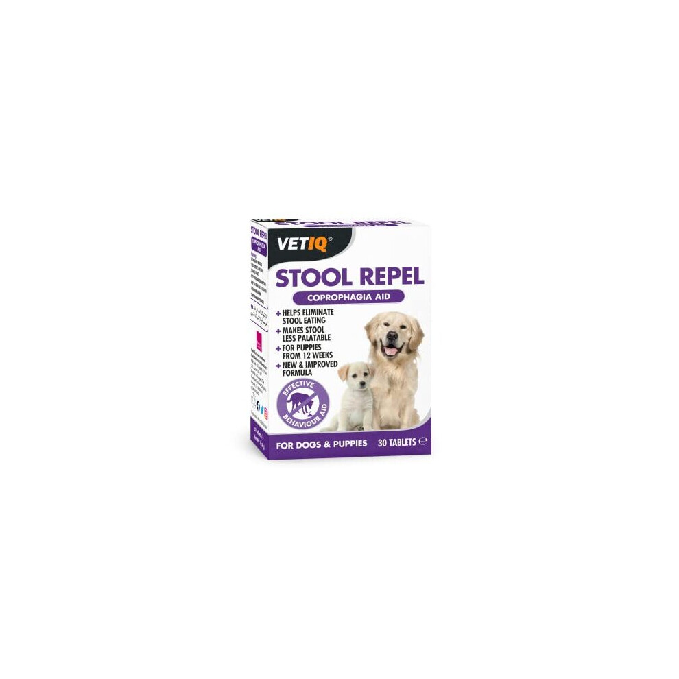 VetIQ Stool Repel Coprophagia Aid, 30 Tablets, Pet Supplement Helps Eliminate Stool Eating, Dog Stool Repellant Makes Stool Less Palatable,