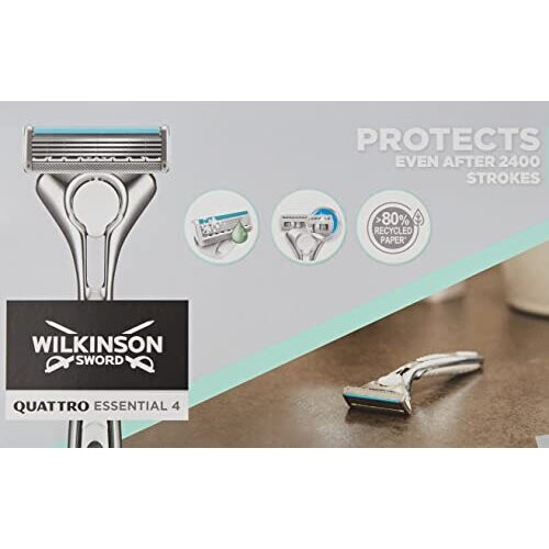 Wilkinson Sword WILKINSON SWORD - Quattro Essential 4 For Men | Sensitive Titanium | 12 x Razor Blade Refills 2
