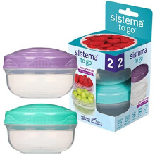 Sistema TO GO PortionPod Food Storage Containers, 210 ml, Small Snack Pots, BPA - Free, Assorted Colours, 2 Count