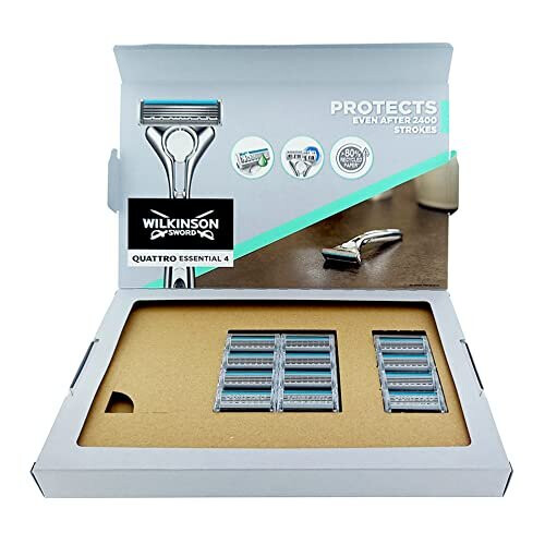 Wilkinson Sword WILKINSON SWORD - Quattro Essential 4 For Men | Sensitive Titanium | 12 x Razor Blade Refills