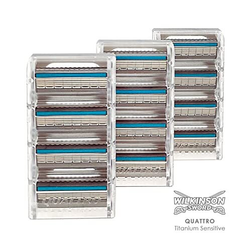 Wilkinson Sword WILKINSON SWORD - Quattro Essential 4 For Men | Sensitive Titanium | 12 x Razor Blade Refills 1