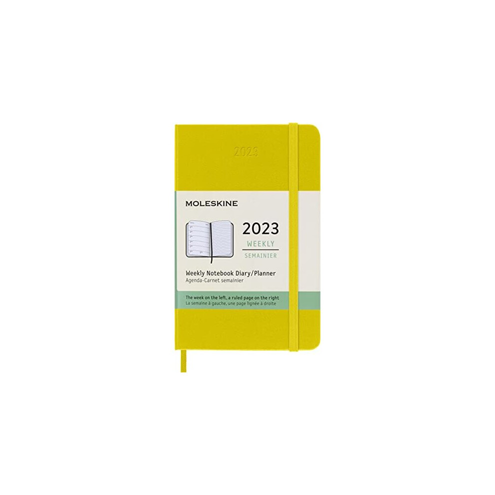 Moleskine Weekly Planner 2023, 12-Month Weekly Diary, Weekly Planner and Notebook, Hard Cover, Pocket Size 9 x 14 cm, Colour Hay Yellow