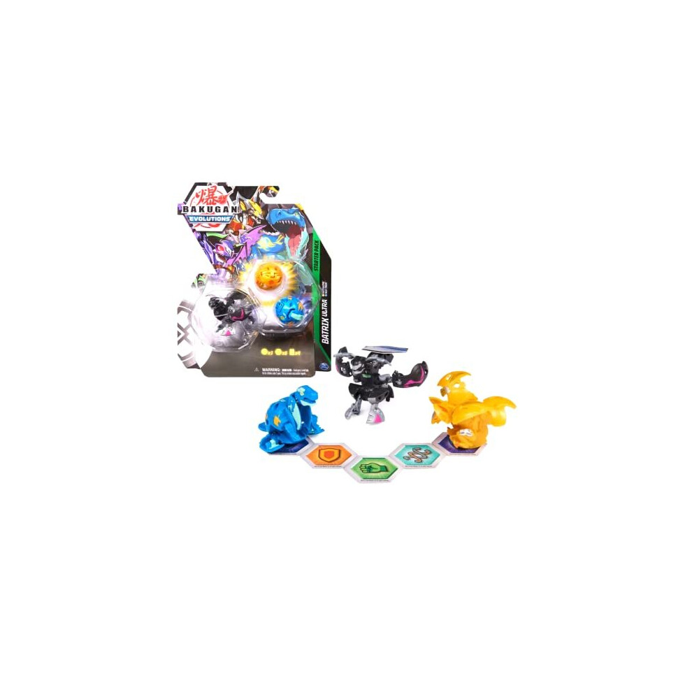 BAKUGAN Evolutions Batrix Ultra Starter Pack 3pk with Griswing and Neo Trox Transforming Action Figure and Trading Card, Kids Toys for Boys,