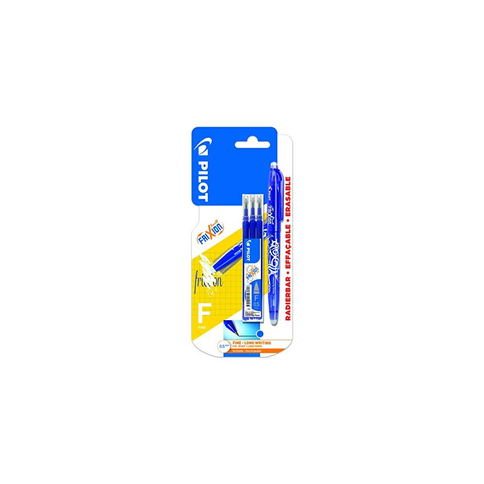 Pilot Frixion Erasable Rollerball Pen Fine 0.5Mm Tip- Pen And 3 Refills Blue