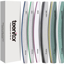 Teenitor Professional Nail Files Set, 6pcs Nail Buffers & Smoothers 100/180/240 Grit for Nail Care, Double Sided Emery Board Nail Buffer Blo