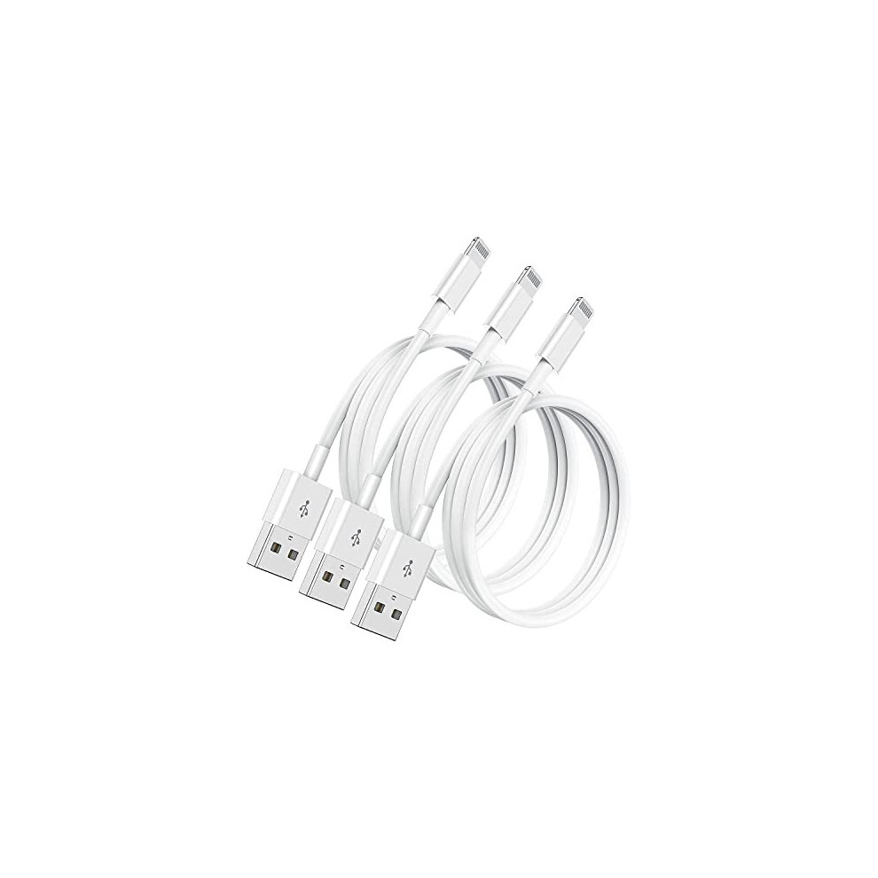 3Pack 1M iPhone Charger Cable, [ Apple MFi Certified ] 3ft Lightning to USB Cable Lead 1m, Apple iPhone Charging Cable Fast Charging for App