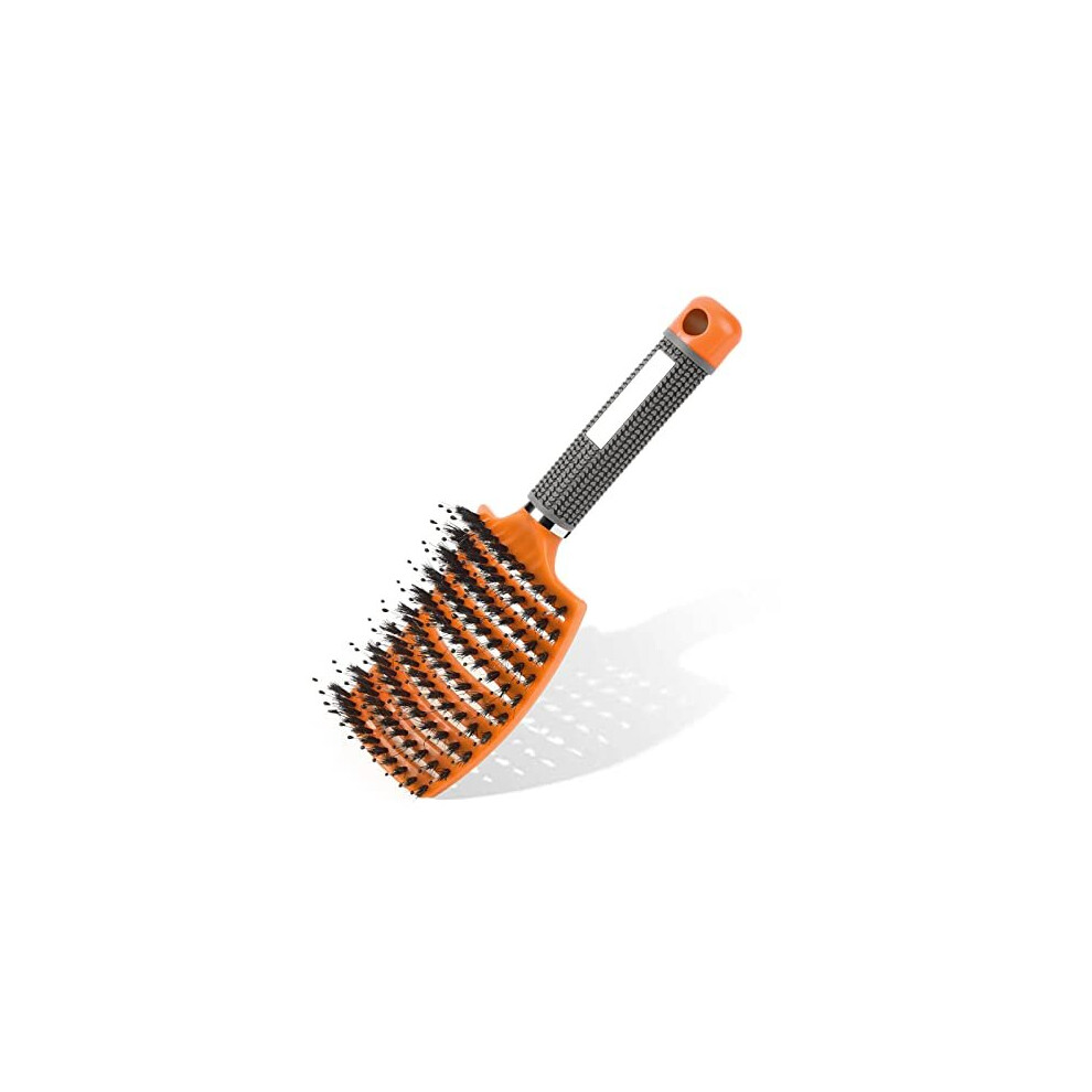 Uraqt Hair Brush, Boar Bristle Paddle Hairbrush For Women, Soft Massage Hair Comb, Detangle Hair Brush For Long Thick Curly Hair, Reducing H