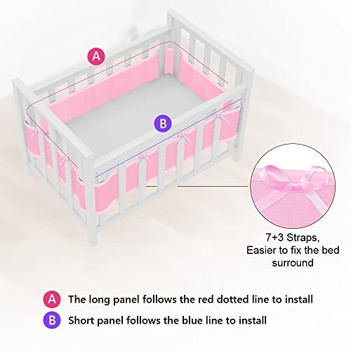 Vicloon Cot Bumper, 2Pcs Breathable Mesh Cot Liner, Crib Rail Cover
